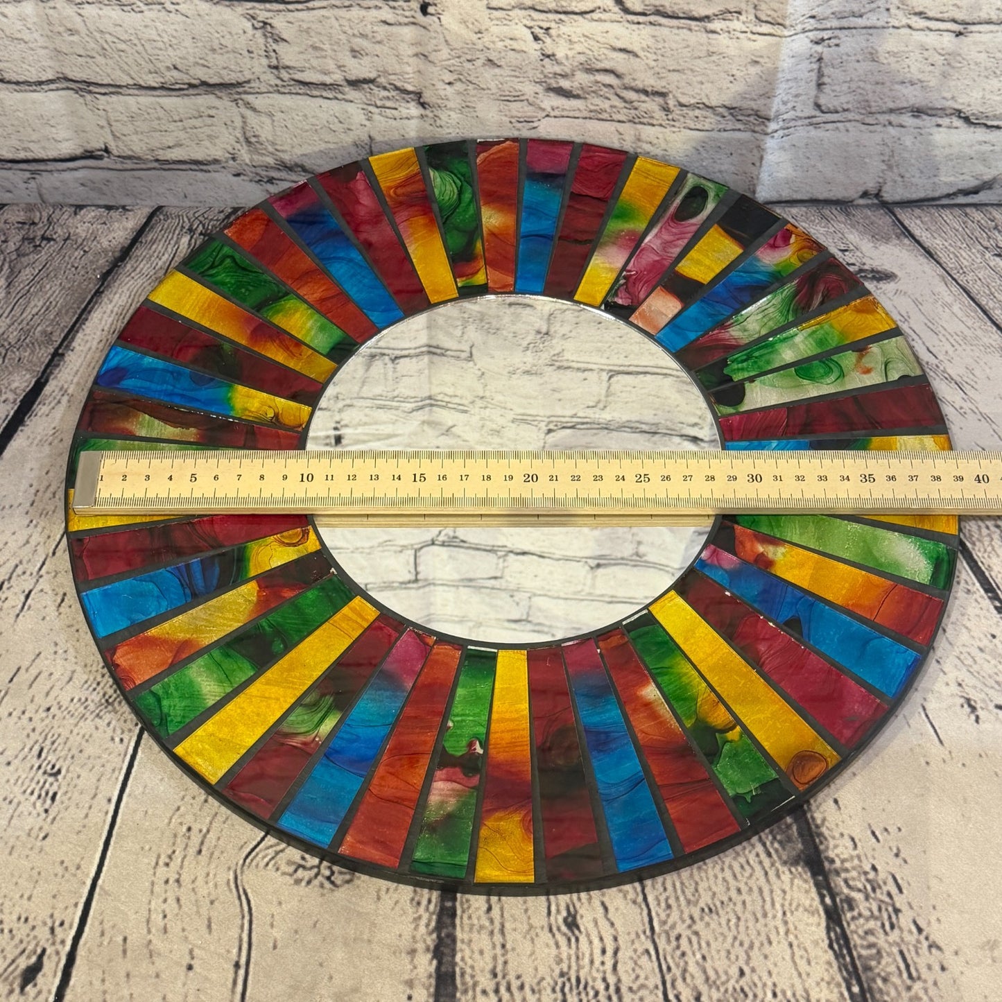 Rainbow Line Black Mosaic Tile Wall Mirror 40cm x 40cm 16 Inches Handmade3