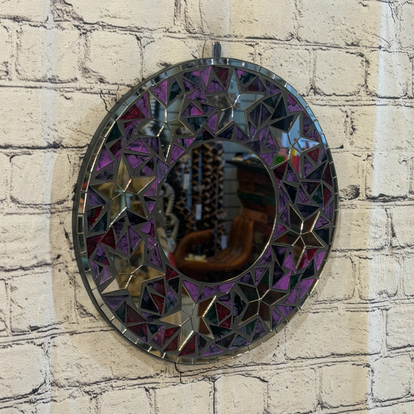 Purple Star Black Mosaic Tile Wall Mirror 30cm x 30cm 12 Inches Handmade0