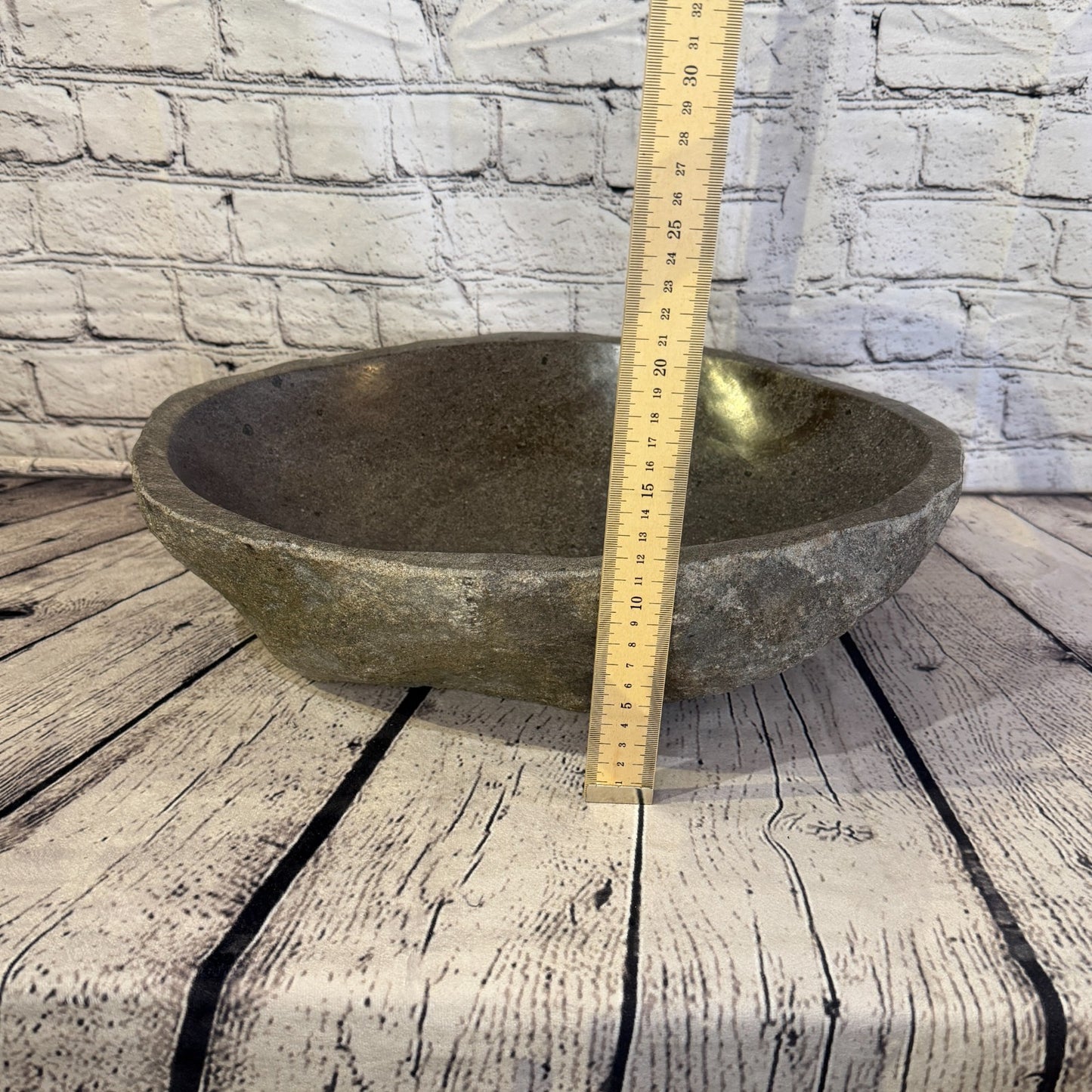 41cm x 34cm Wash Basin Bathroom Counter Top Washing River Stone Bowl Sink No 205