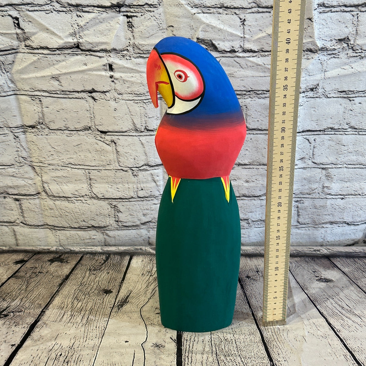 30cm Red Blue Parrot Bird Ornament Statue Fair Trade Hand Made Carved Wood5