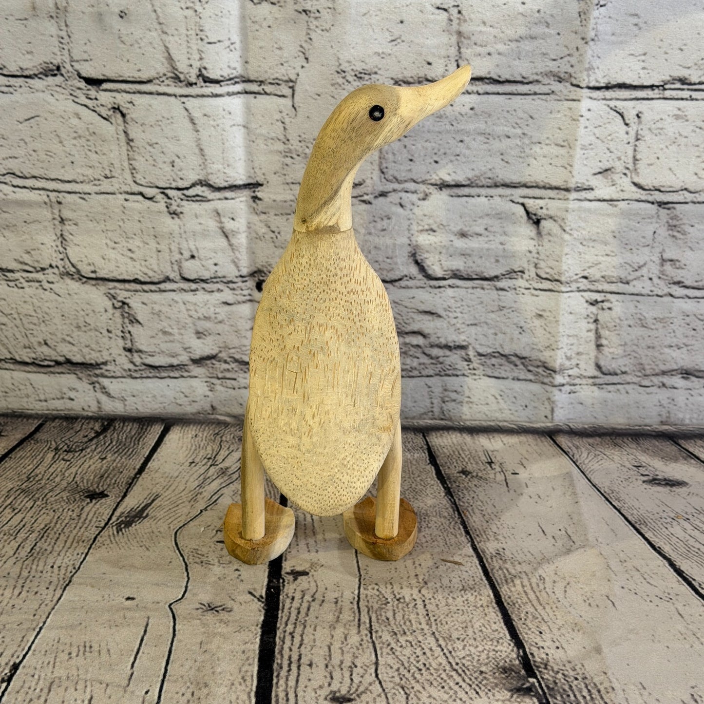 Looking Right 25cm Tall Wooden Smooth Duckling Baby Duck Bamboo Root Fairtrade5