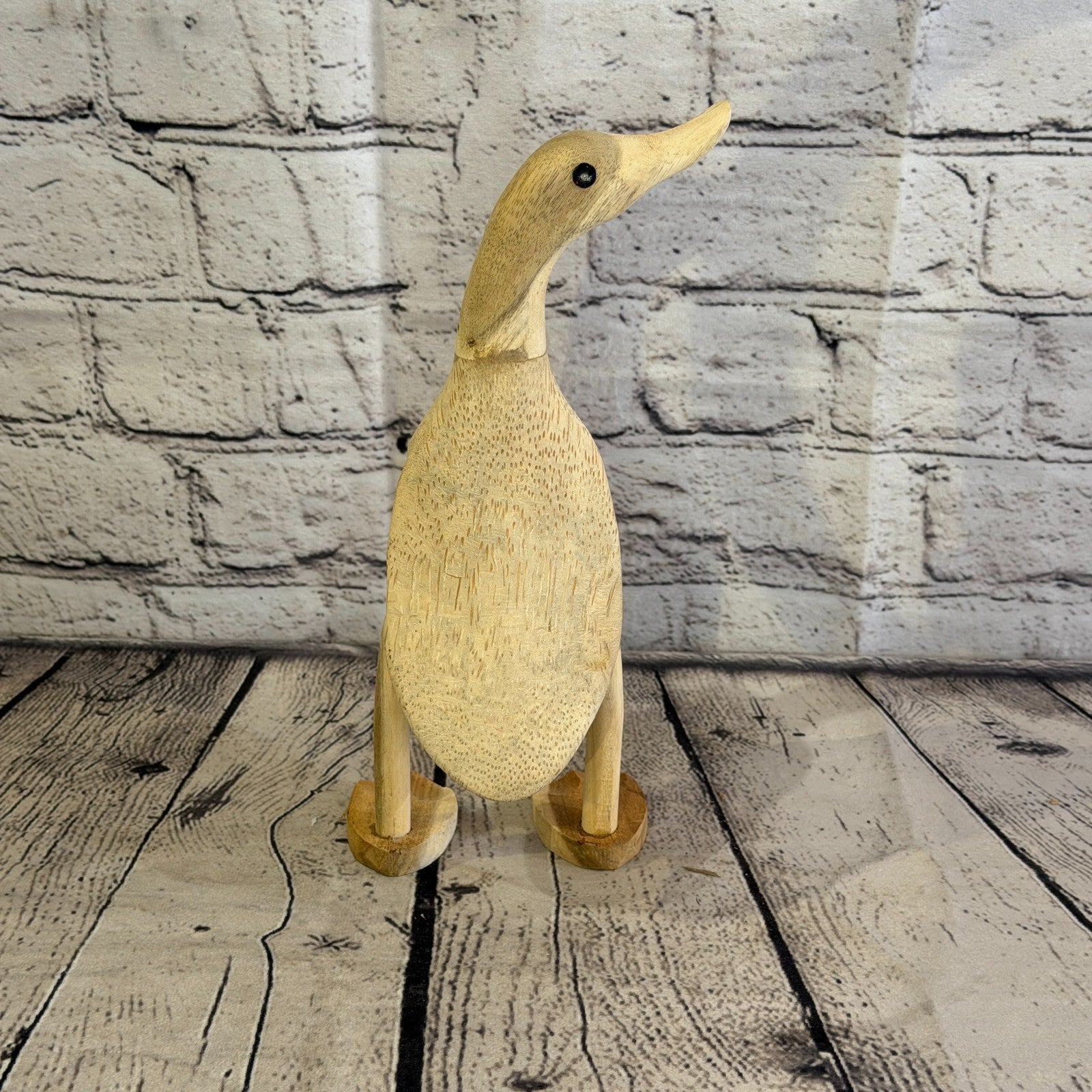 Looking Right 25cm Tall Wooden Smooth Duckling Baby Duck Bamboo Root Fairtrade5