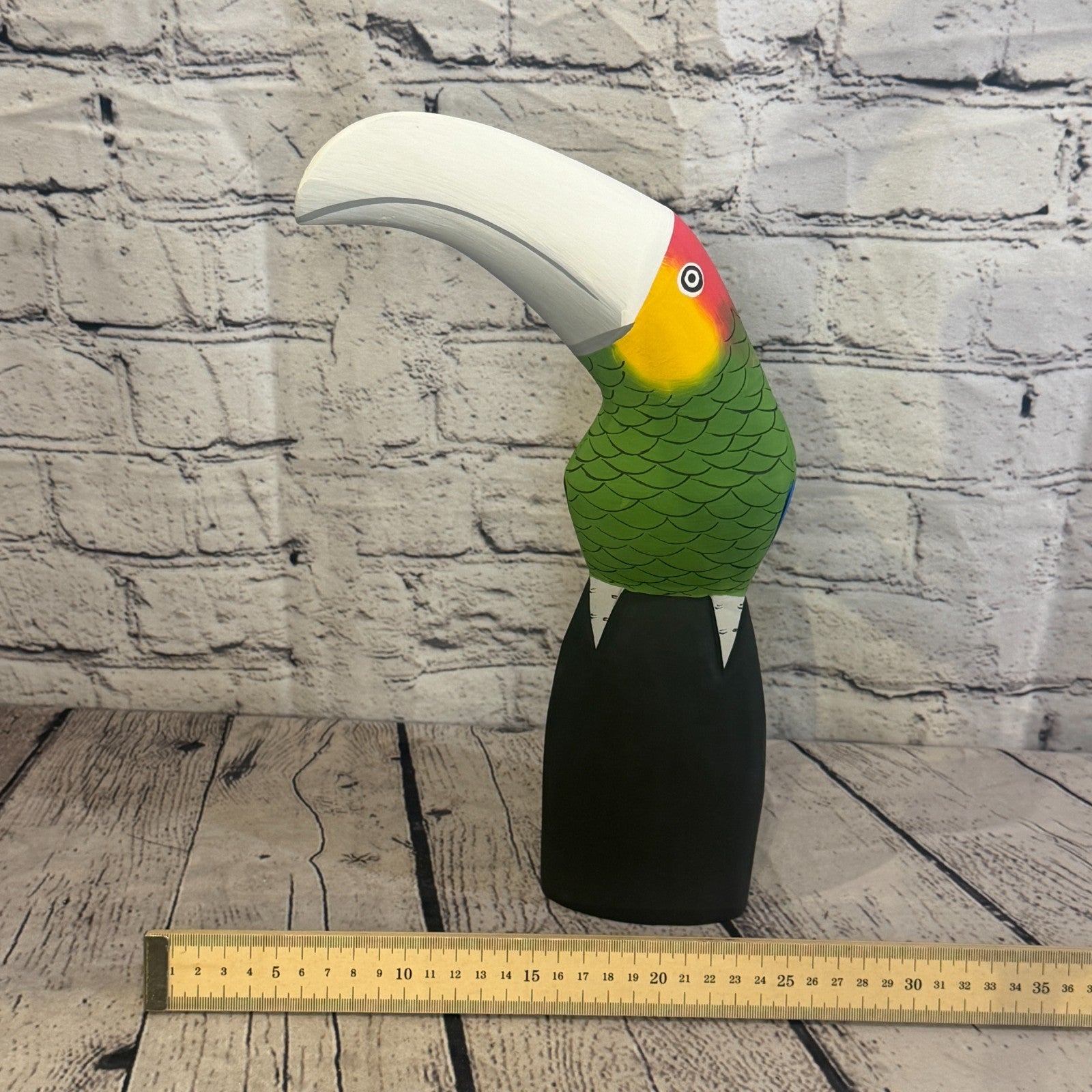 30cm Bright Green Toucan Bird Ornament Statue Fair Trade Hand Made Carved Wood7