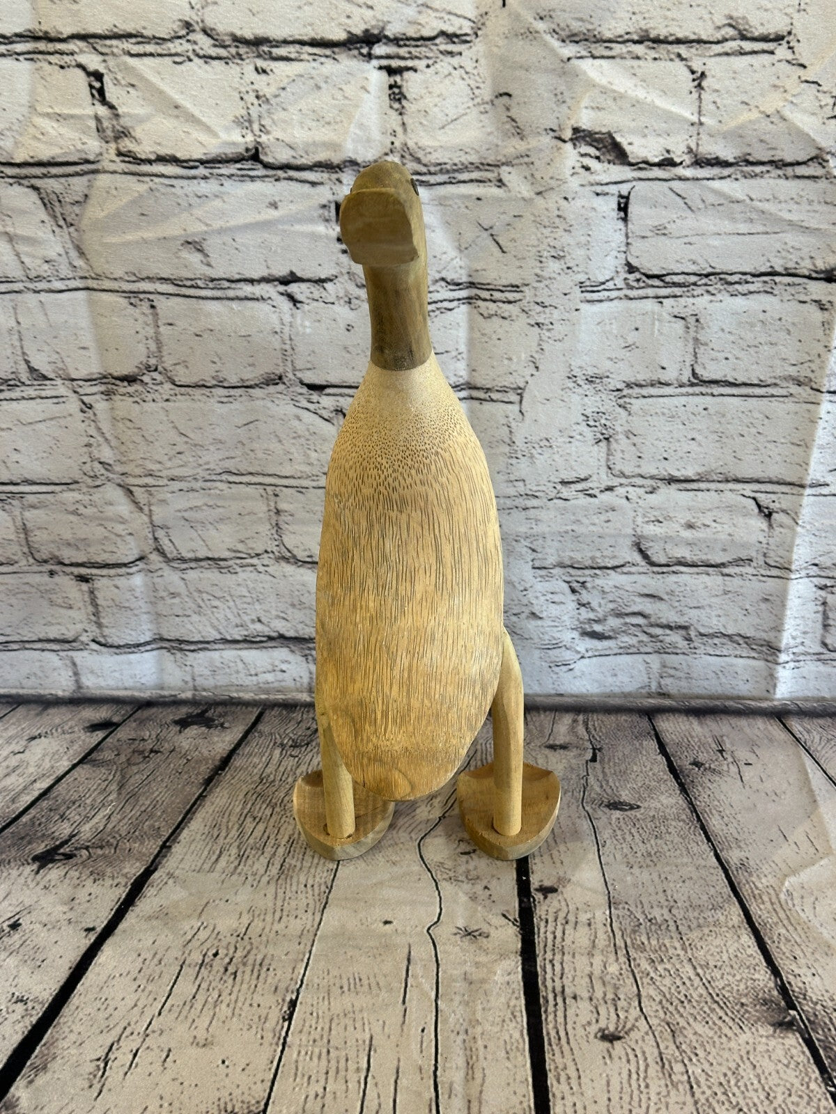 Looking Back 40cm Tall Wooden Hairy Duckling Baby Duck Bamboo Root Fairtrade2