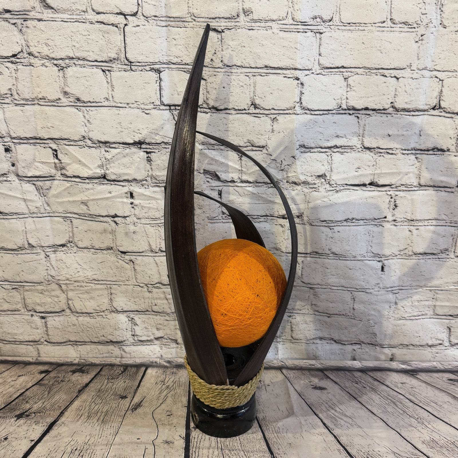 Orange Light Brown Natural 55cm Tall Leaf Lamp Twist LED UK Mains Plug Design 32