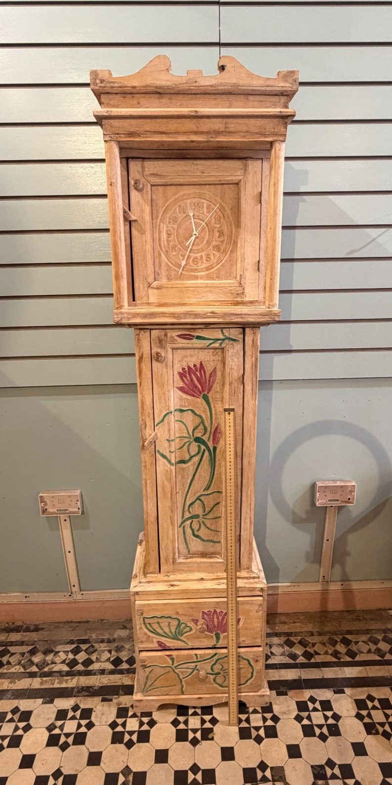 150cm x 40cm x 30cm Flower Clock Shelf Wooden Cabinet Living Storage Furniture6