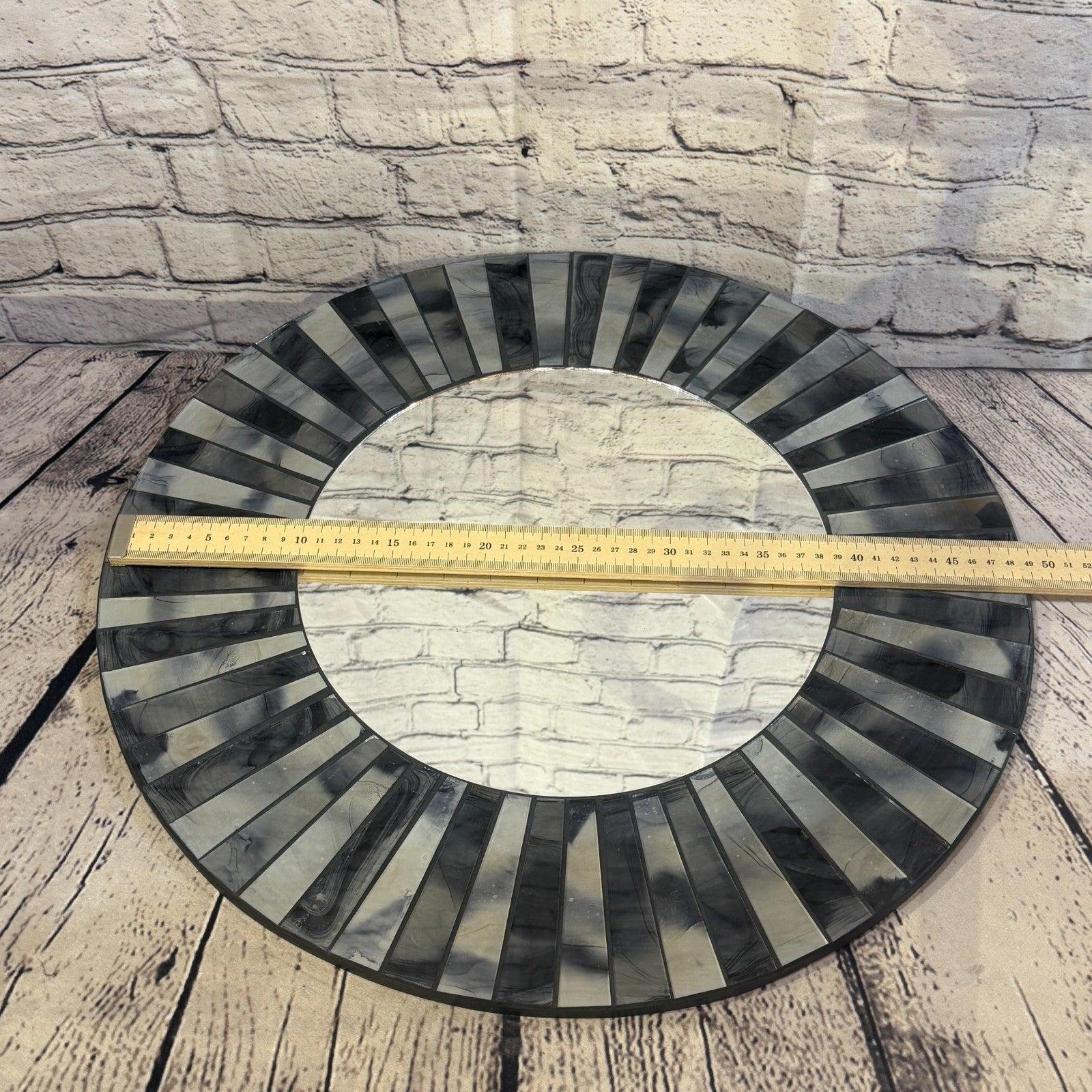 Grey Black Line Black Mosaic Tile Wall Mirror 50cm x 50cm 20 Inches Handmade4