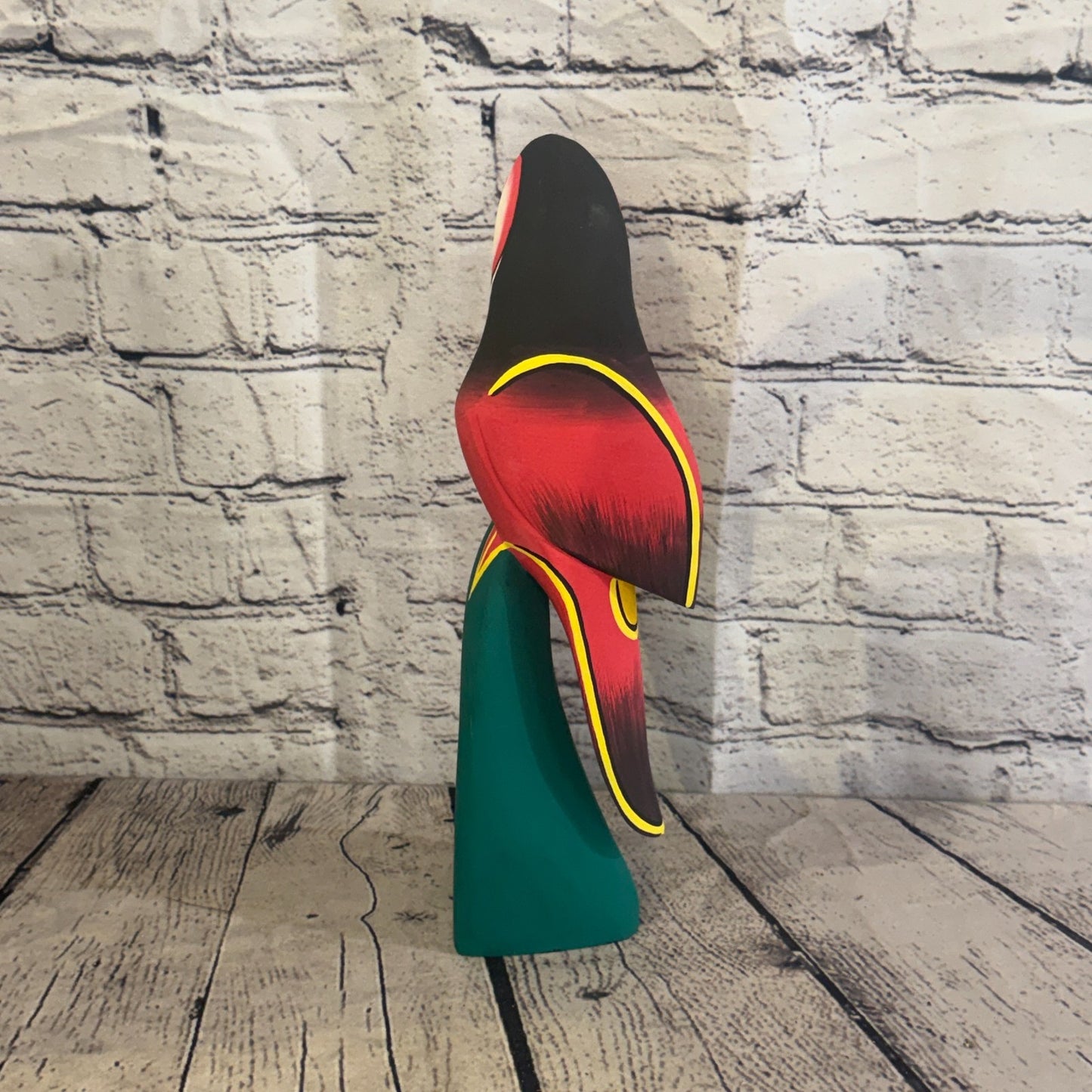 30cm Dark Red Parrot Bird Ornament Statue Fair Trade Hand Made Carved Wood4