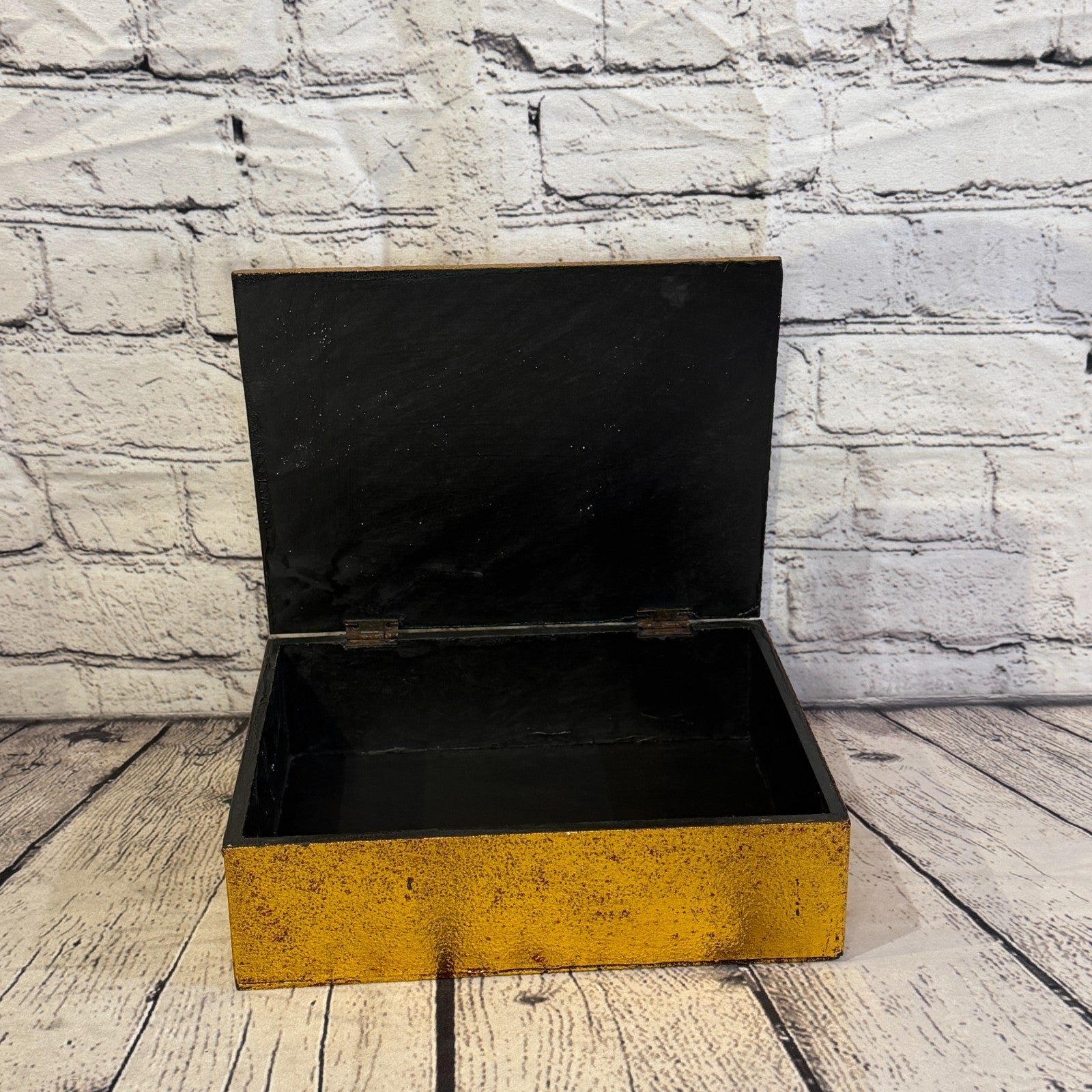 Bright Gold Thai Buddha Head Plain 25cm x 18cm x 7cm Wooden Box Trinket Handmade3