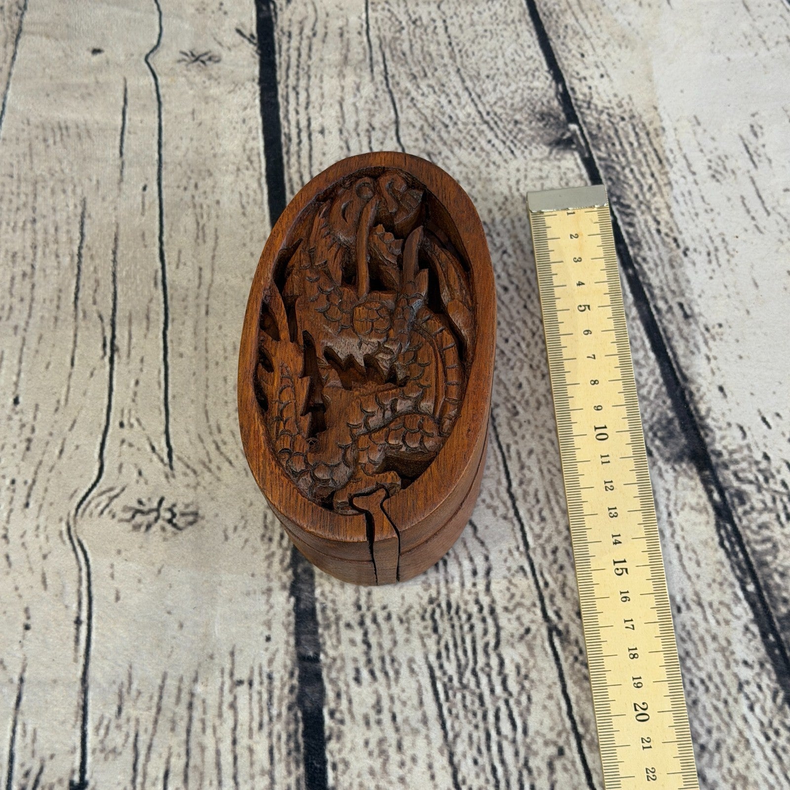 Oval Dragon Scale 4 Bit Wooden Puzzle Box Secret Box Magic Trinket Handmade4