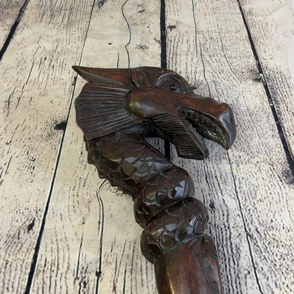 Dragon Head 140cm Tribal African Walking Stick Staff Cane Hand Carved Dark Wood4