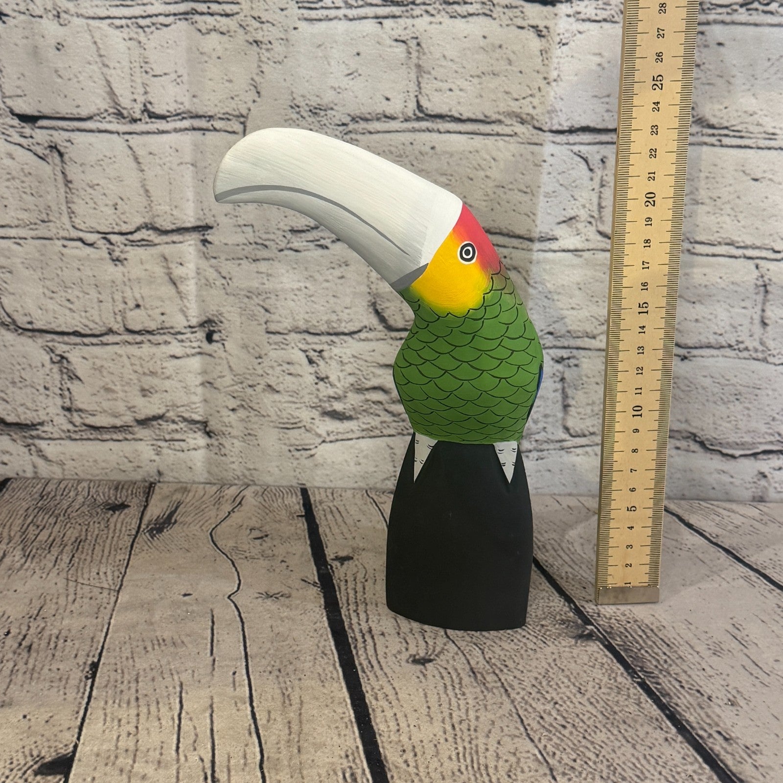 20cm Bright Green Toucan Bird Ornament Statue Fair Trade Hand Made Carved Wood6