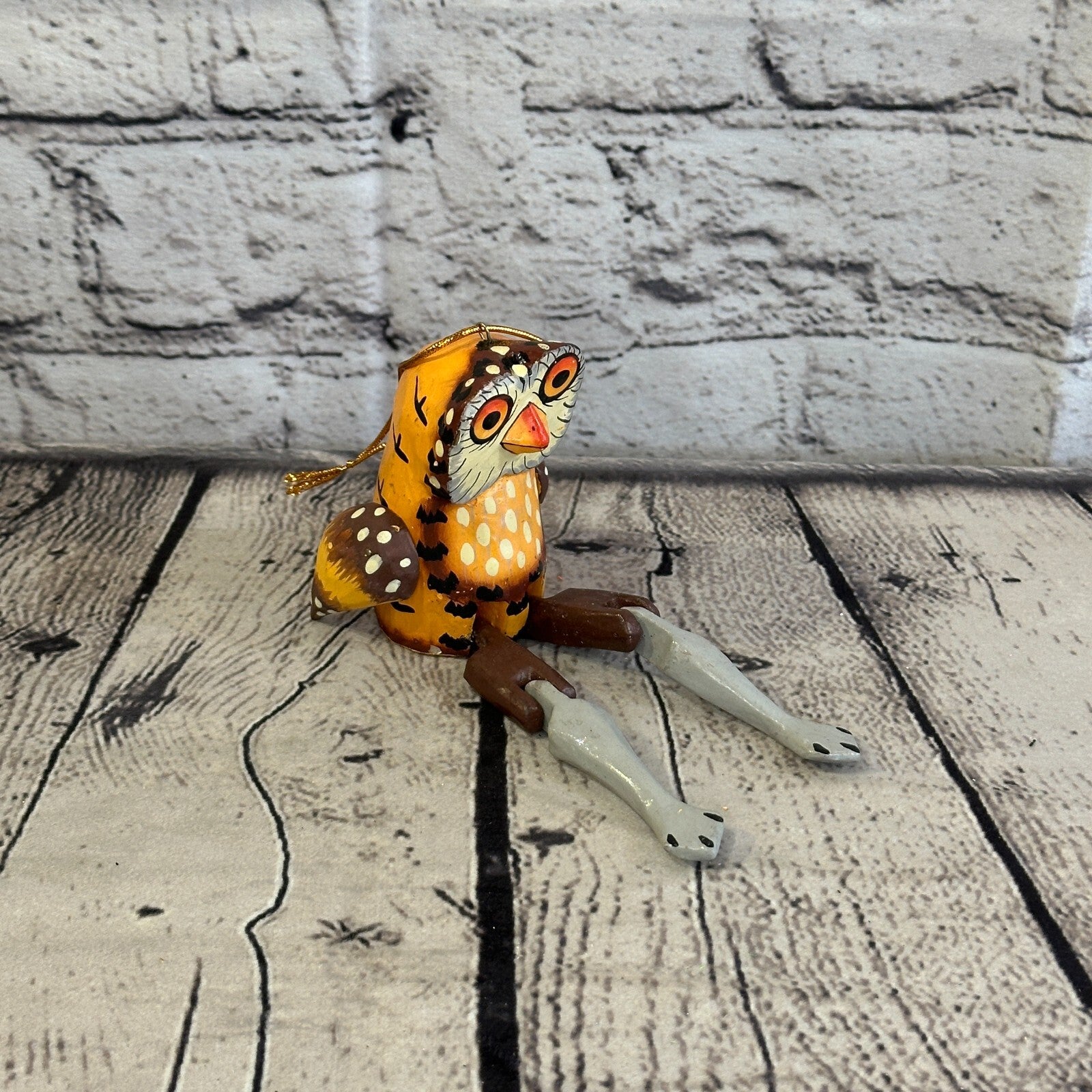 10cm Brown Owl Sitting Animal, Wooden Shelf Ornament Handmade and Fairtrade2