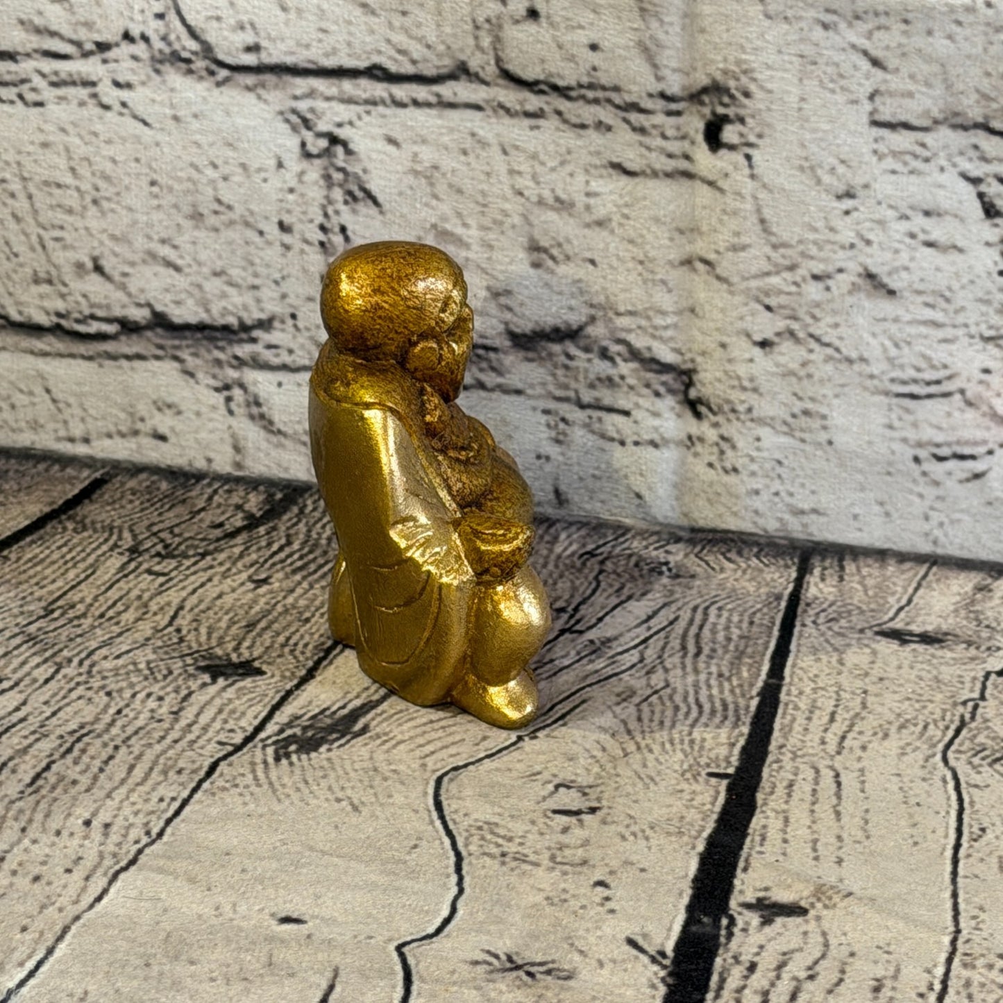 Bronze & Bronze 10cm x 10cm Small Chinese Buddha Sitting On Lotus Statue Resin3