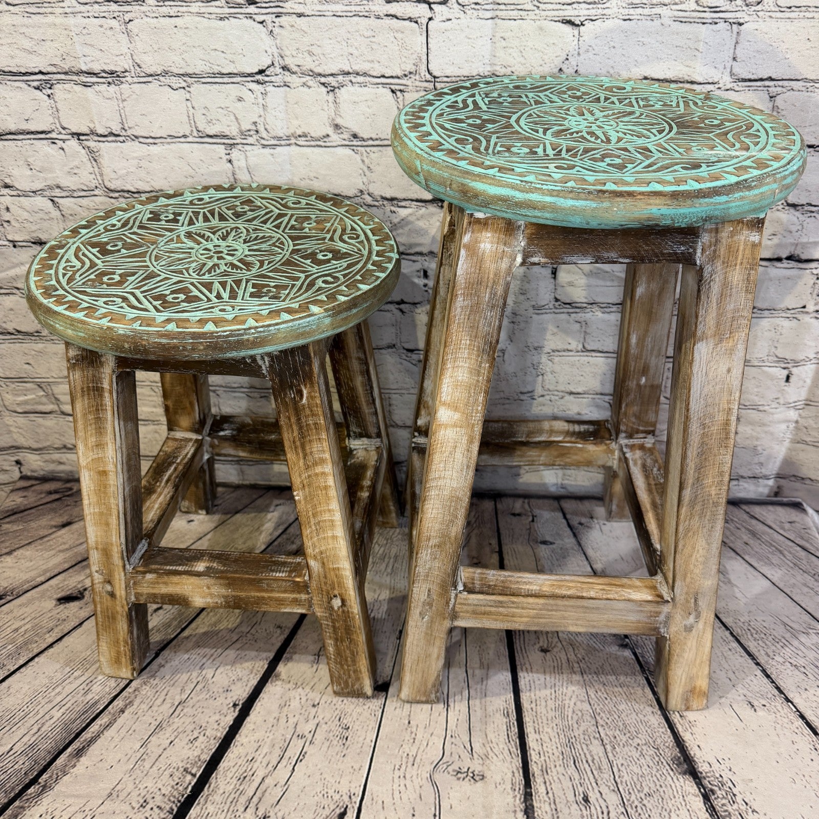 50cm x 30cm Green Stool Table Wooden Side Cabinet Living Hallway Furniture8