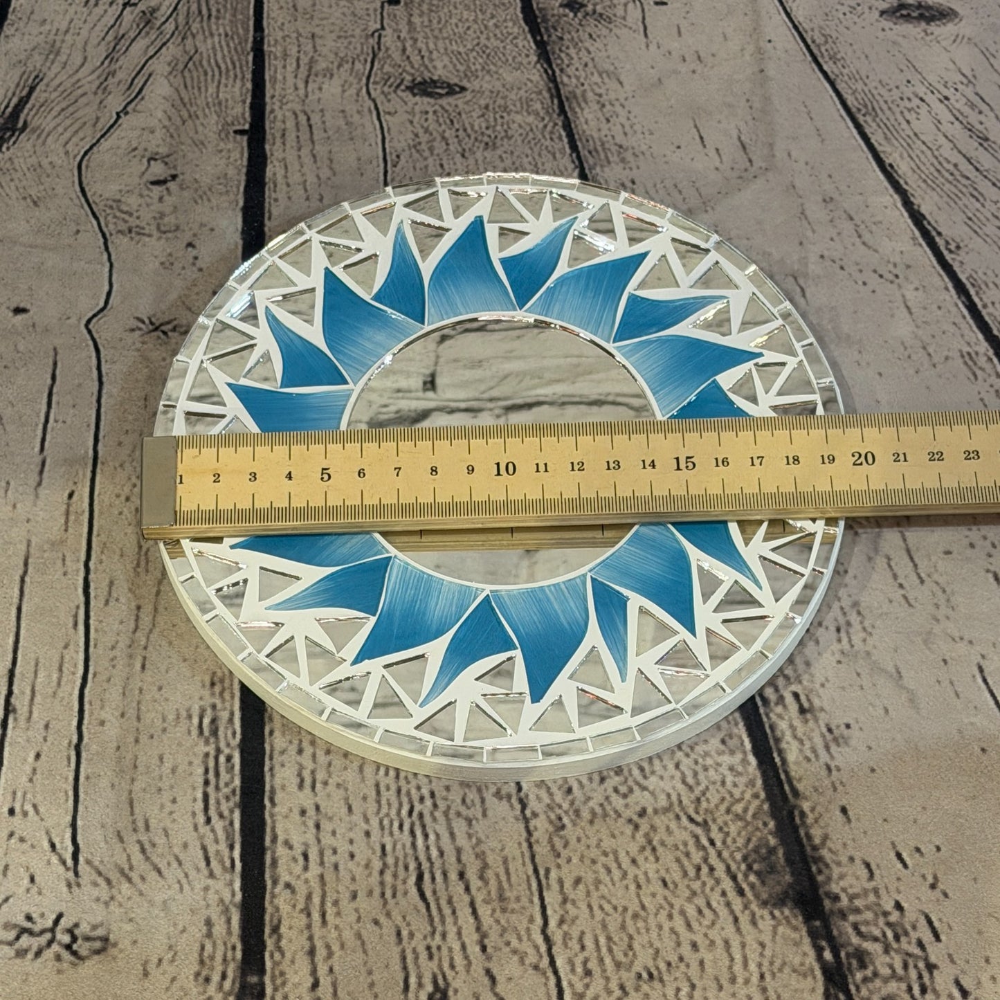 Turquoise Blue Sun Flame Mosaic Tile Wall Mirror 20cm x 20cm 8 Inches Handmade3