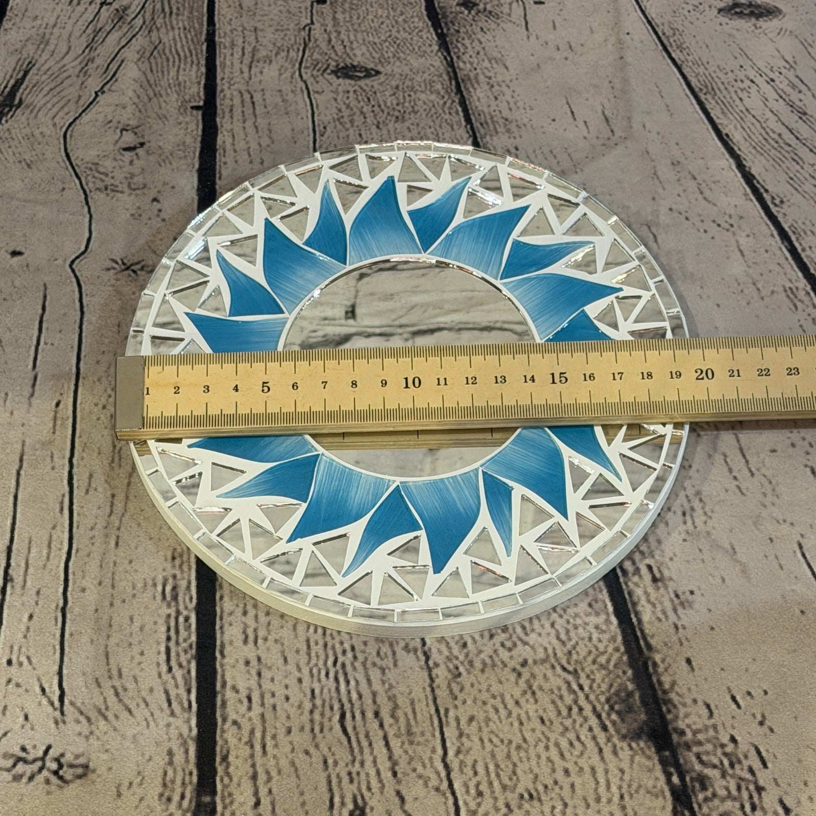 Turquoise Blue Sun Flame Mosaic Tile Wall Mirror 20cm x 20cm 8 Inches Handmade3