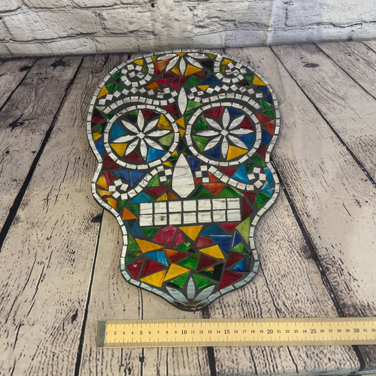 Rainbow Skull Mosaic Tile Wall Mirror 40cm x 28cm 16 Inches Handmade New4
