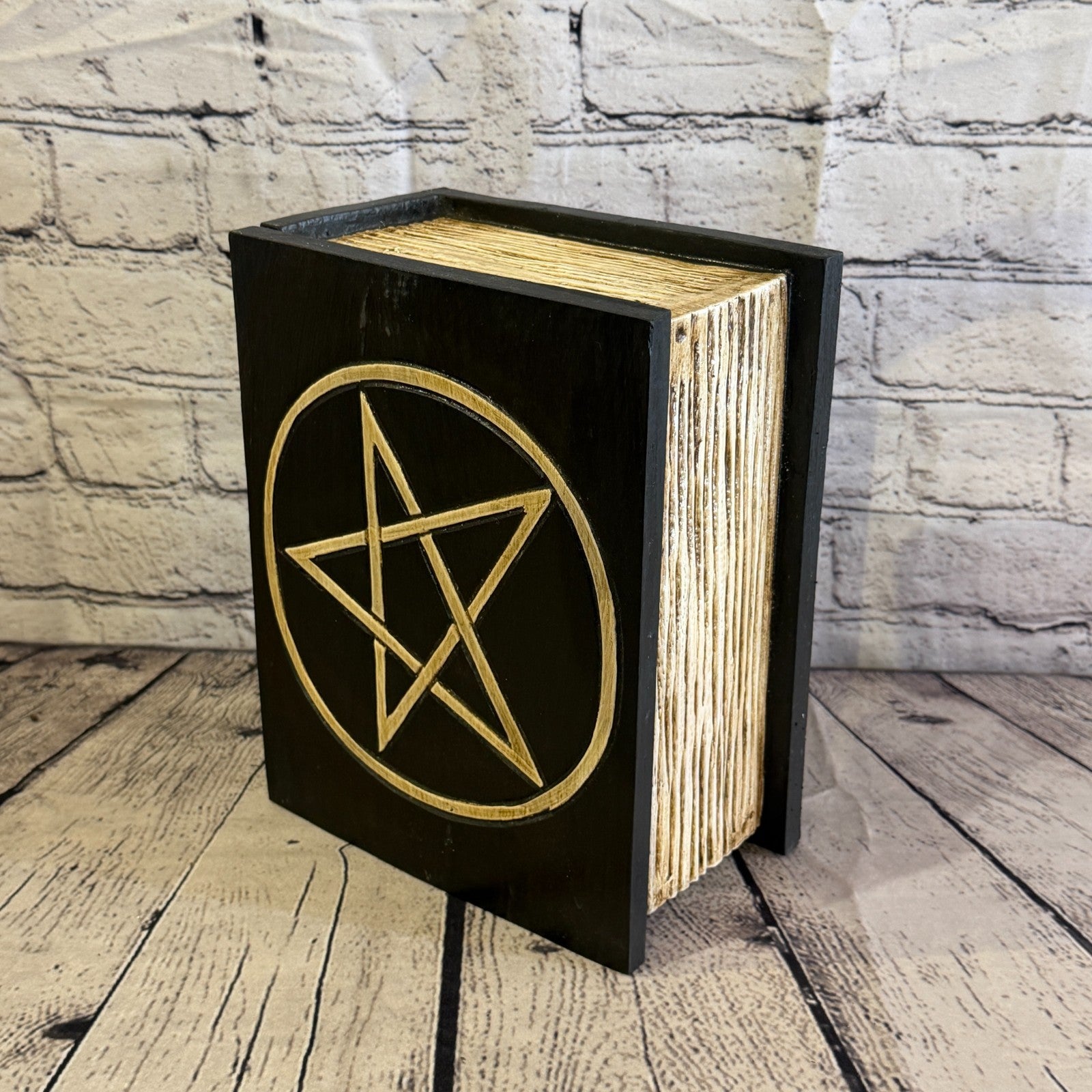 22cm x 18cm x 10cm Book Wood Gothic Pentagram Skull Coffin Jewellery Trinket Box0