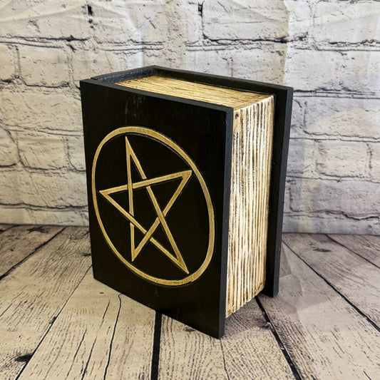 22cm x 18cm x 10cm Book Wood Gothic Pentagram Skull Coffin Jewellery Trinket Box0