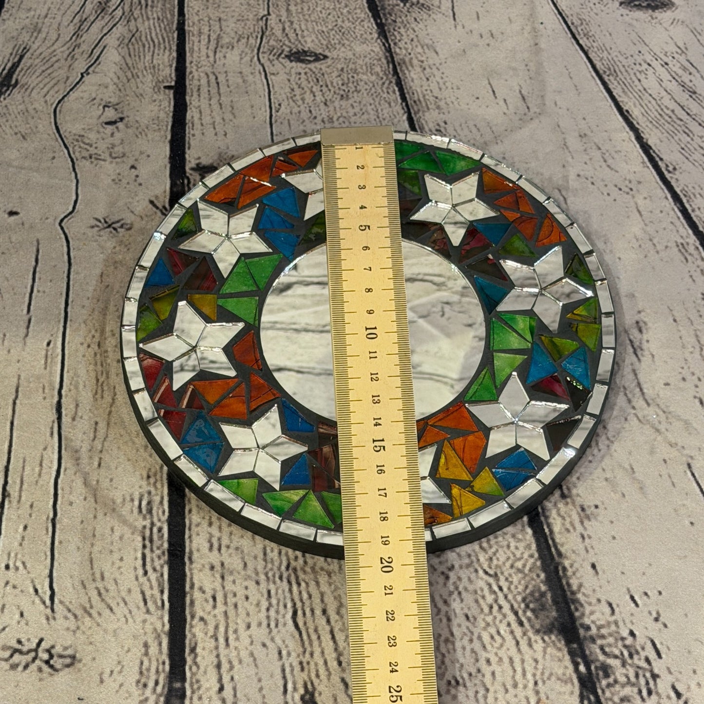 Rainbow Star Black Mosaic Tile Wall Mirror 20cm x 20cm 8 Inches Handmade4
