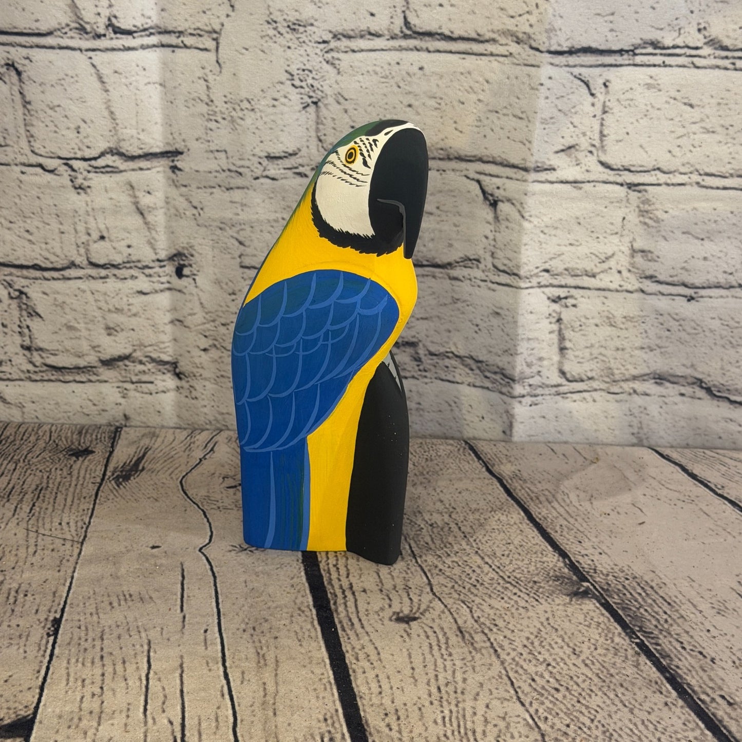 20cm Bright Blue Parrot Bird Ornament Statue Fair Trade Hand Made Carved Wood0