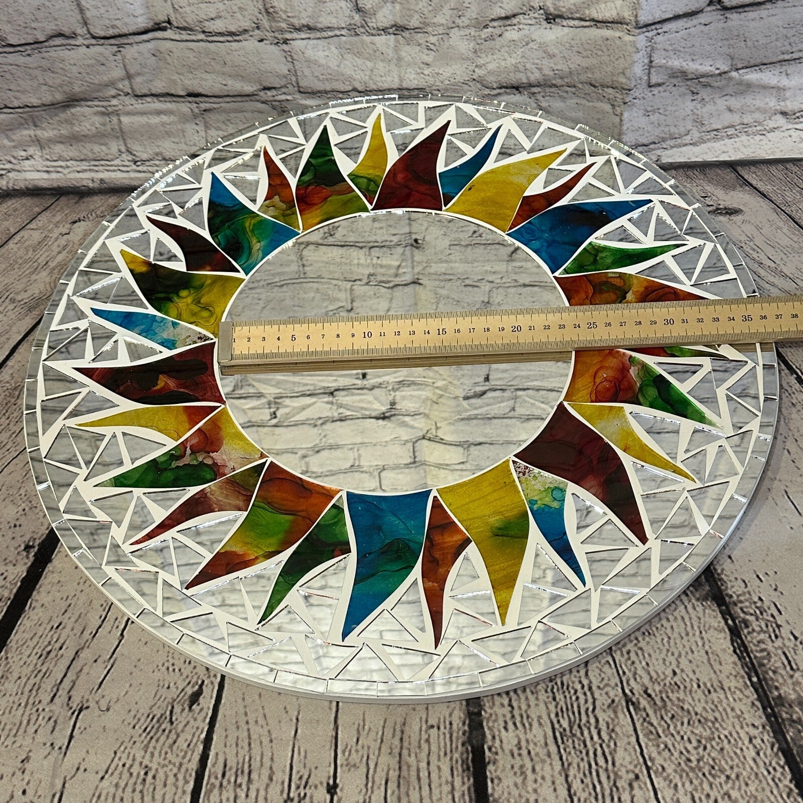 Rainbow White Sun Mosaic Tile Wall Mirror 50cm x 50cm 20 Inches Handmade New5
