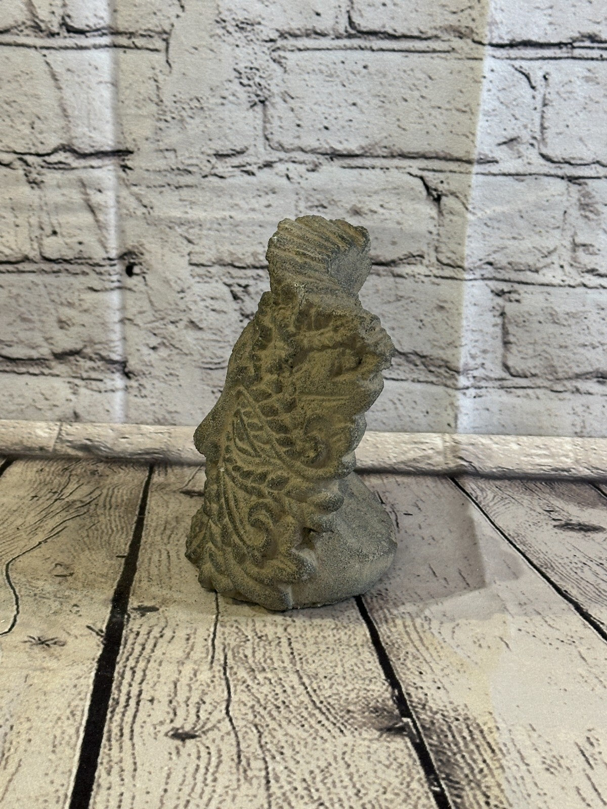 Green Man Pattern Stone Garden 15cm x 12cm Ornament Outdoor Indoor Statue Hindu2