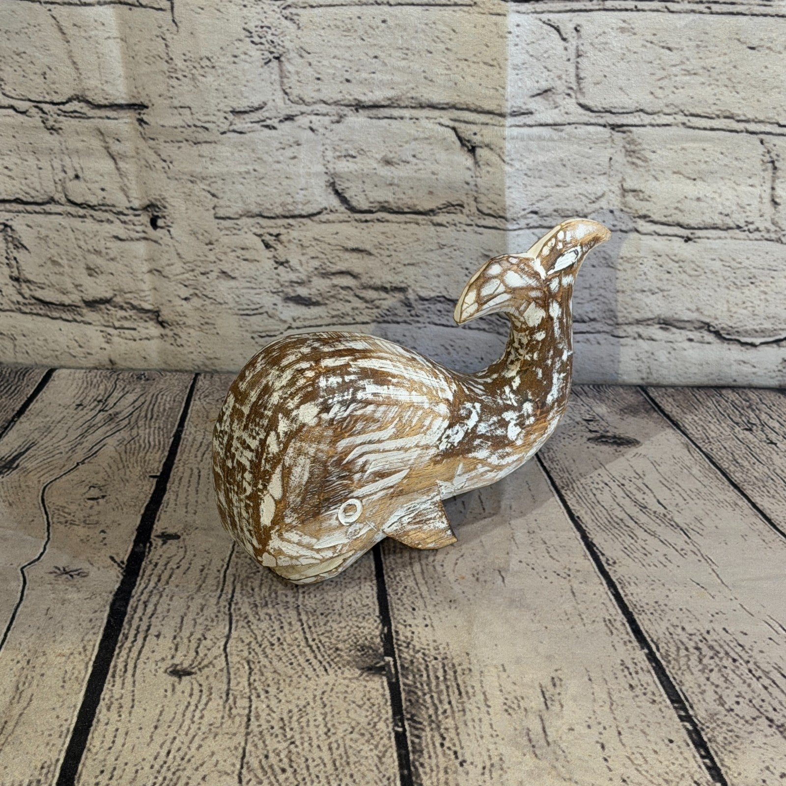 20cm x 12cm Whale Brown Fish Wood Coastal Ocean Bathroom Decoration0