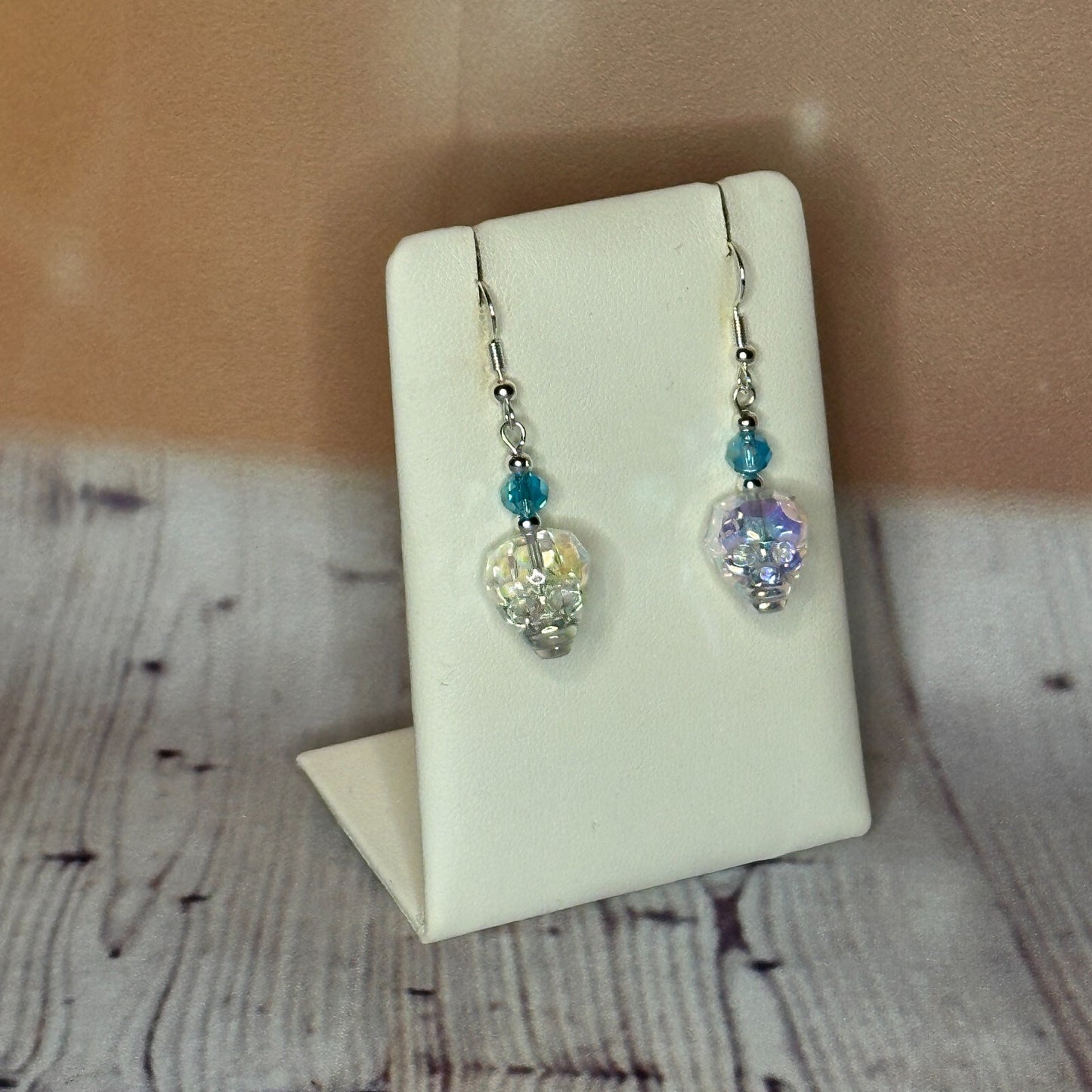 Light Blue Crystal And Skull Shaped Dangle Drop Earrings Handmade UK Jewellery2