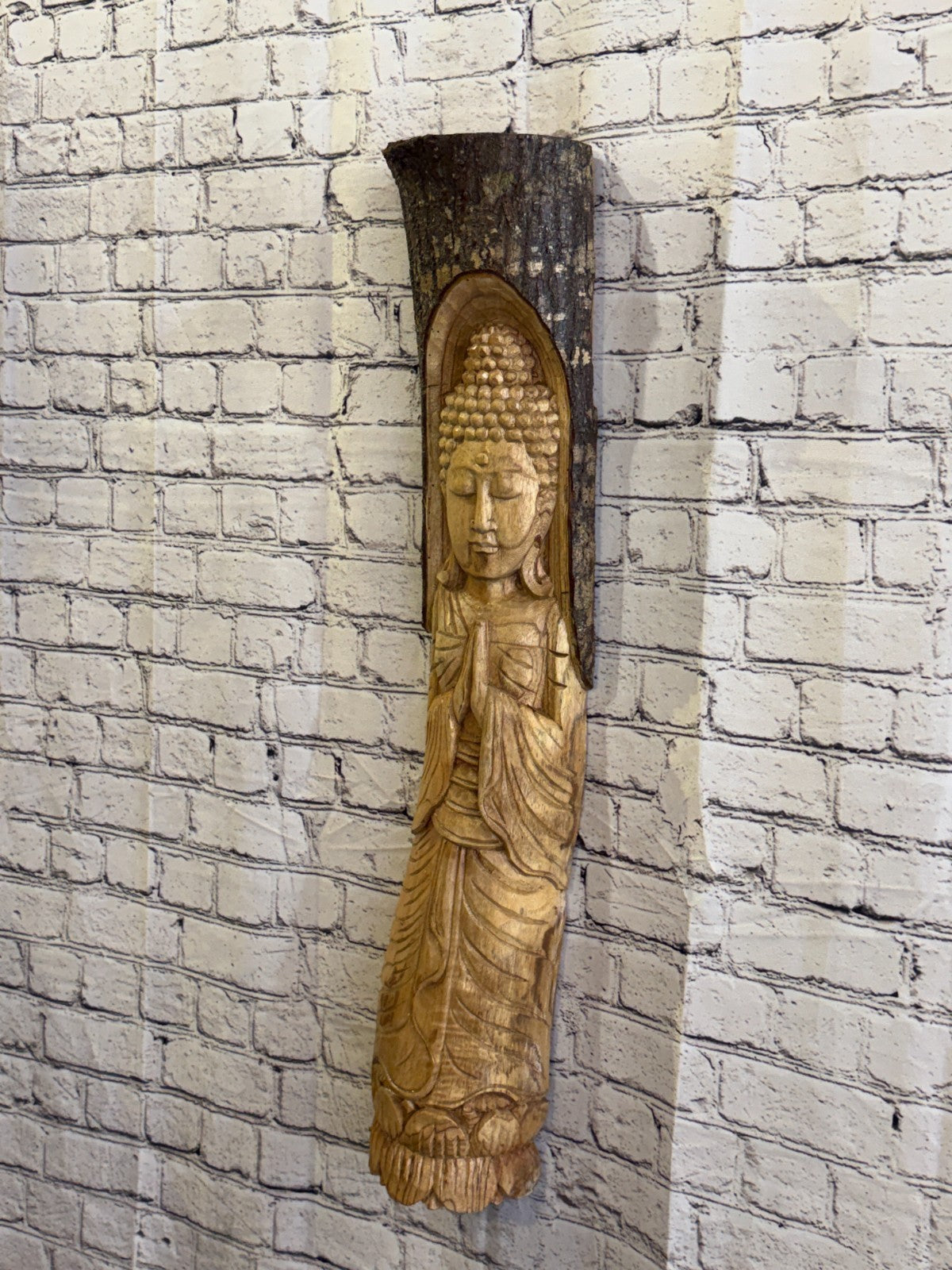 Thai Buddha 80cm Hand Carved Wizard Tree Trunk Wood Fairtrade1