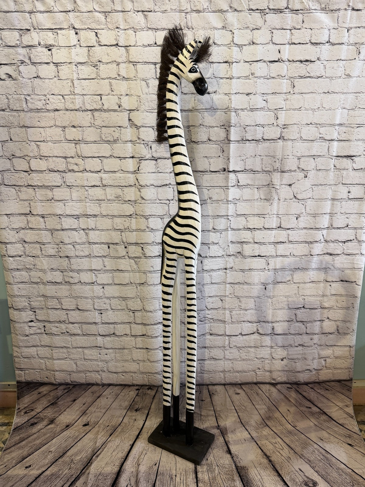 150cm Painted Wooden Zebra Standing Single Carved Solid Wood Zebra Handmade2