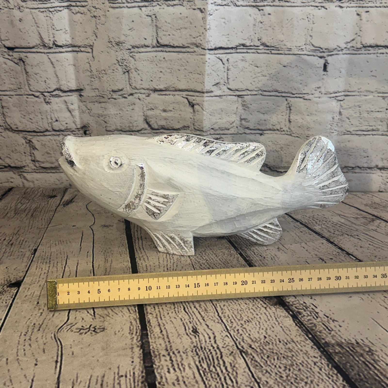 30cm x 15cm Trout Silver White Fish Wood Coastal Ocean Bathroom Decoration6