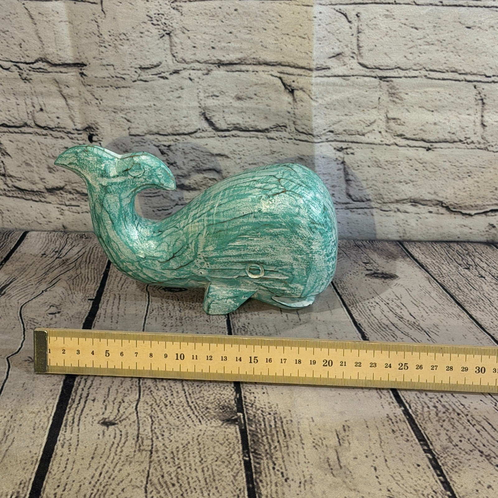 20cm x 12cm Whale Green Fish Wood Coastal Ocean Bathroom Decoration6