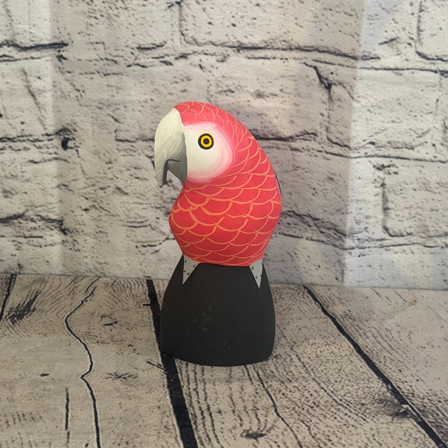 15cm Bright Red Parrot Bird Ornament Statue Fair Trade Hand Made Carved Wood2