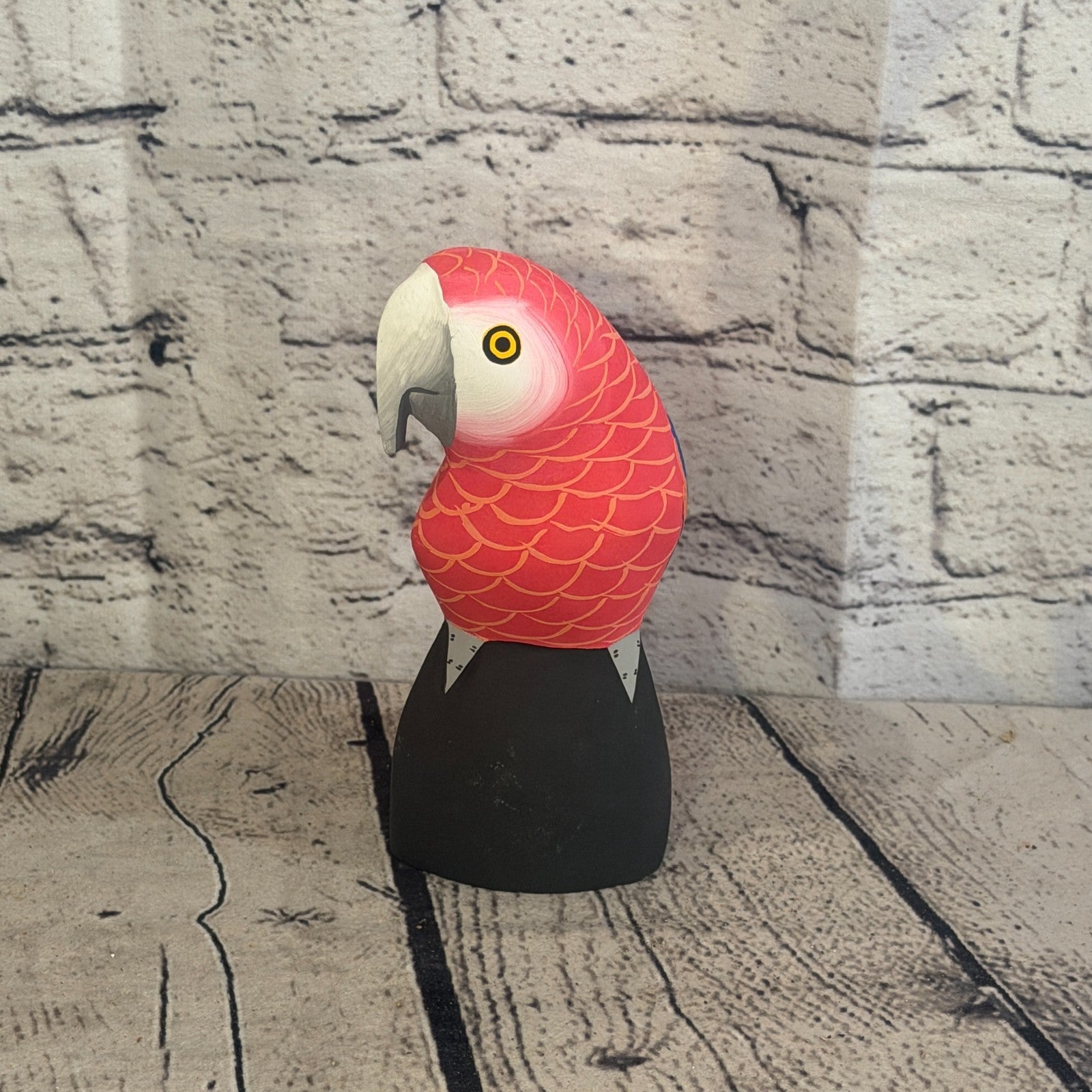 15cm Bright Red Parrot Bird Ornament Statue Fair Trade Hand Made Carved Wood2