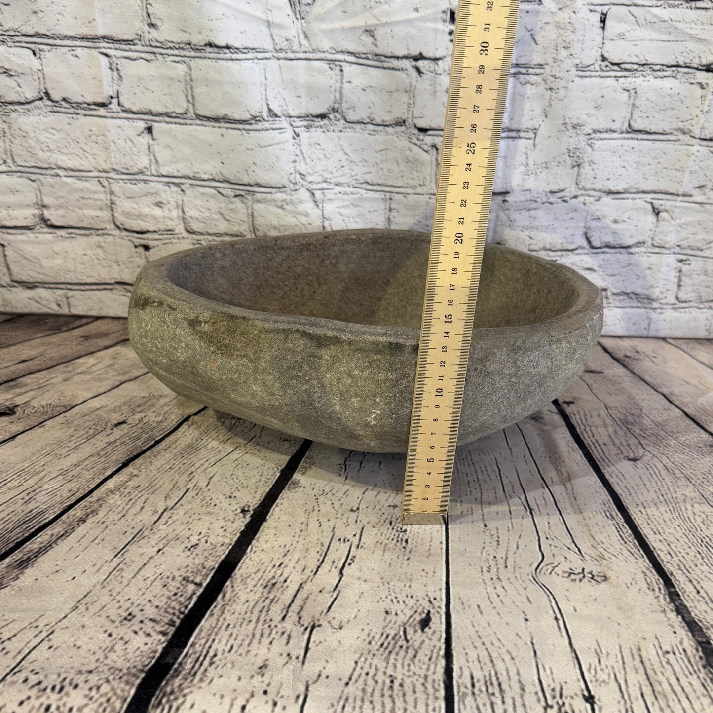 35cm x 25cm Wash Basin Bathroom Counter Top Washing River Stone Bowl Sink No 335