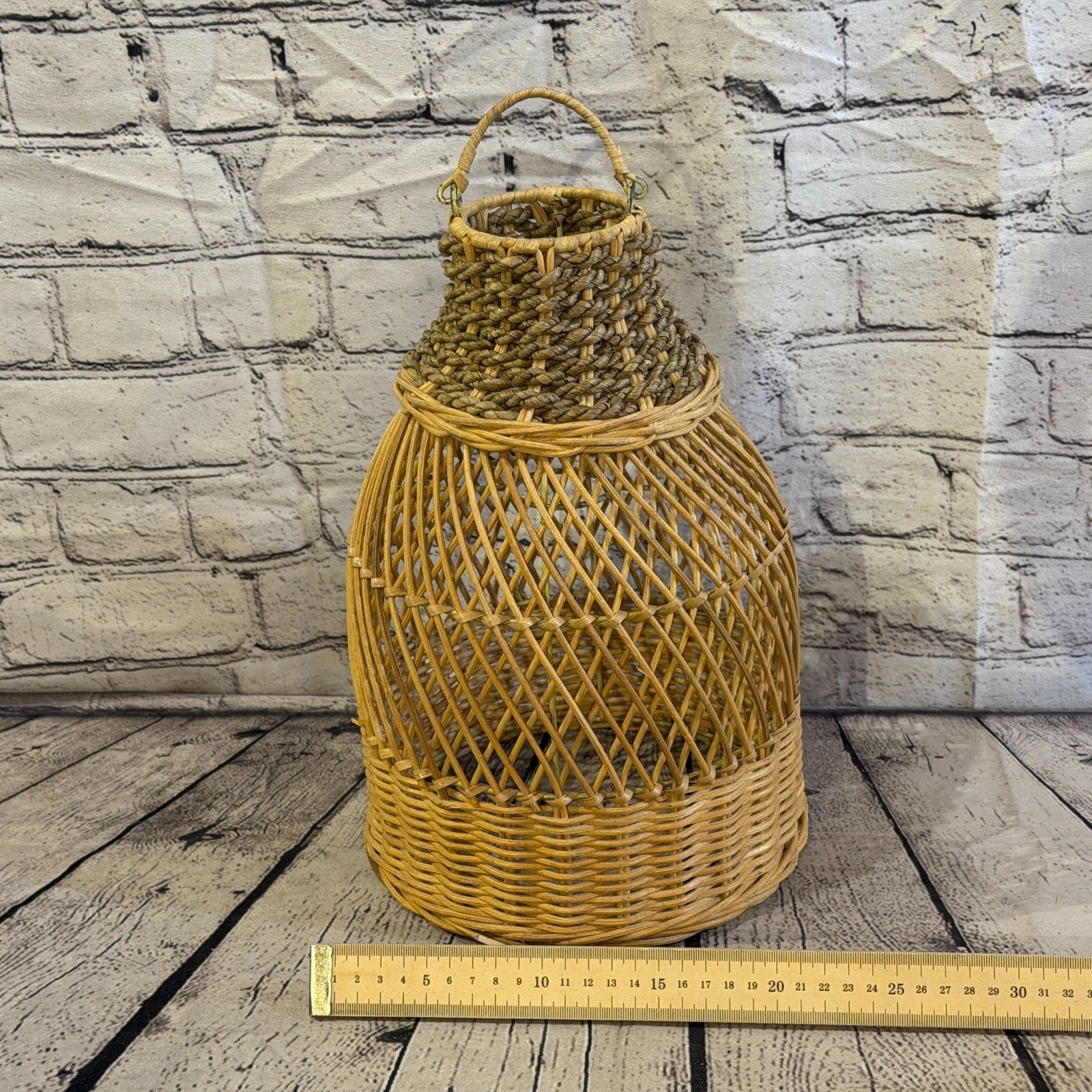 35cm x 20cm Natural Wicker Rattan Ceiling Pendant Light Shade Lampshade LED Bulb4