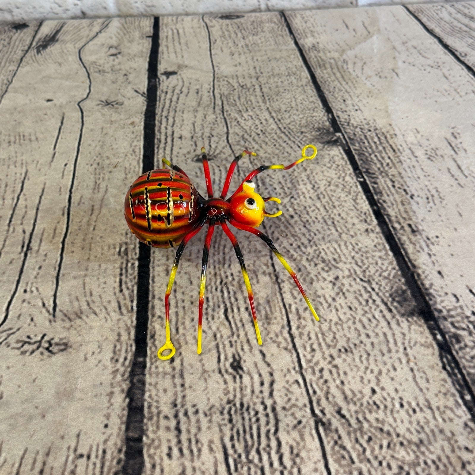 15cm x 10cm Small Colourful Orange Spider Metal Tin Standing Ornament Statue3