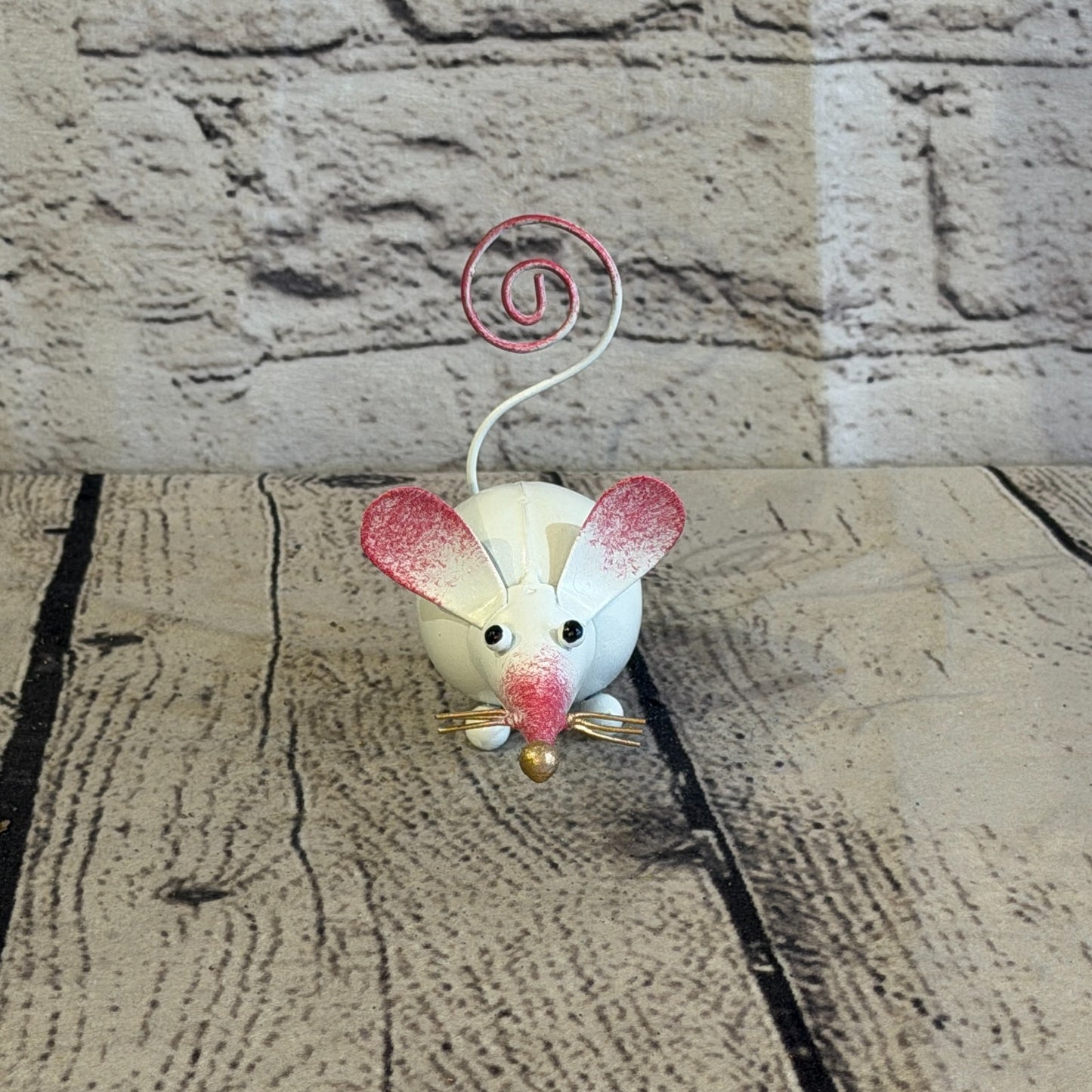 10cm x 8cm Small Colourful White Mouse Rat Metal Tin Standing Ornament Statue1