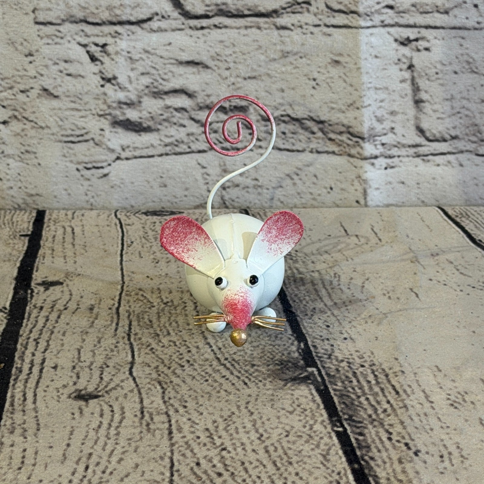 10cm x 8cm Small Colourful White Mouse Rat Metal Tin Standing Ornament Statue1