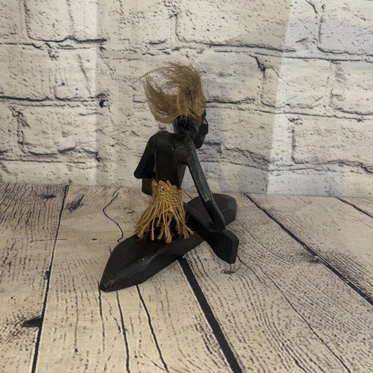 15cm Canoe Rider African Tribal Warrior Man Figure Statue Wood Hand Carved4