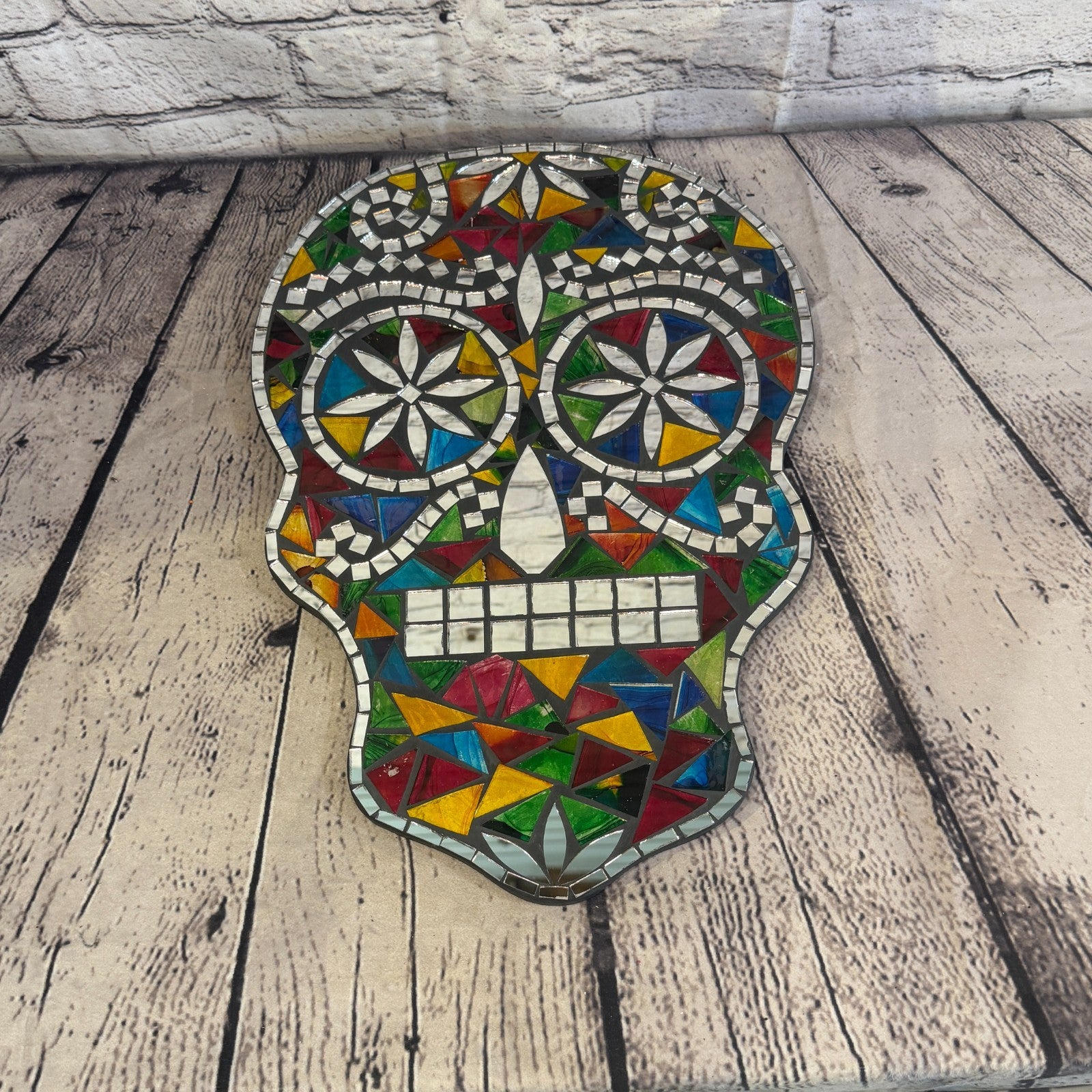 Rainbow Skull Mosaic Tile Wall Mirror 40cm x 28cm 16 Inches Handmade New3