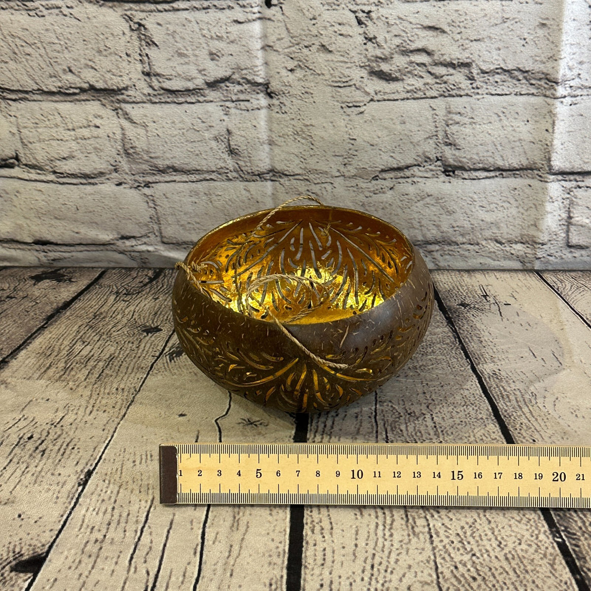 Gold Inside Coconut Shell Hanging Basket Orchid Planter Balcony Decorative Vase4