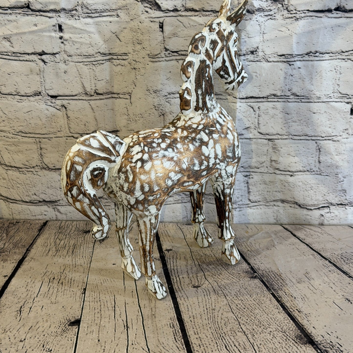 35cm x 35cm Brown Horse Large Wood Hand Carved Wooden Statue Figurine Decor4
