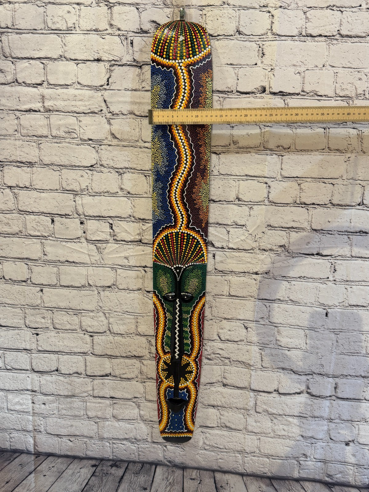 100cm Mask Carved Wooden Dot Painted Ethnic Tribal Tiki Wall Art No 4 New3