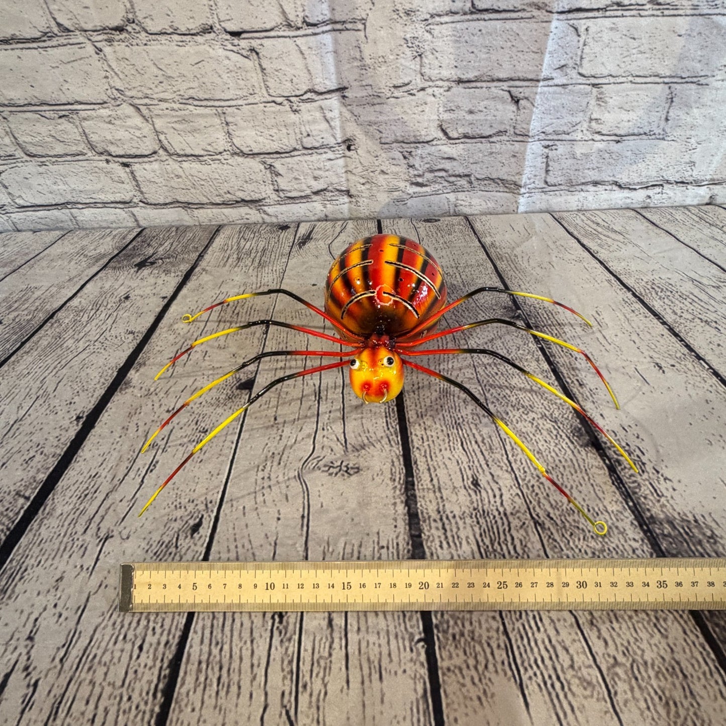 35cm x 20cm Small Colourful Orange Spider Metal Tin Standing Ornament Statue6