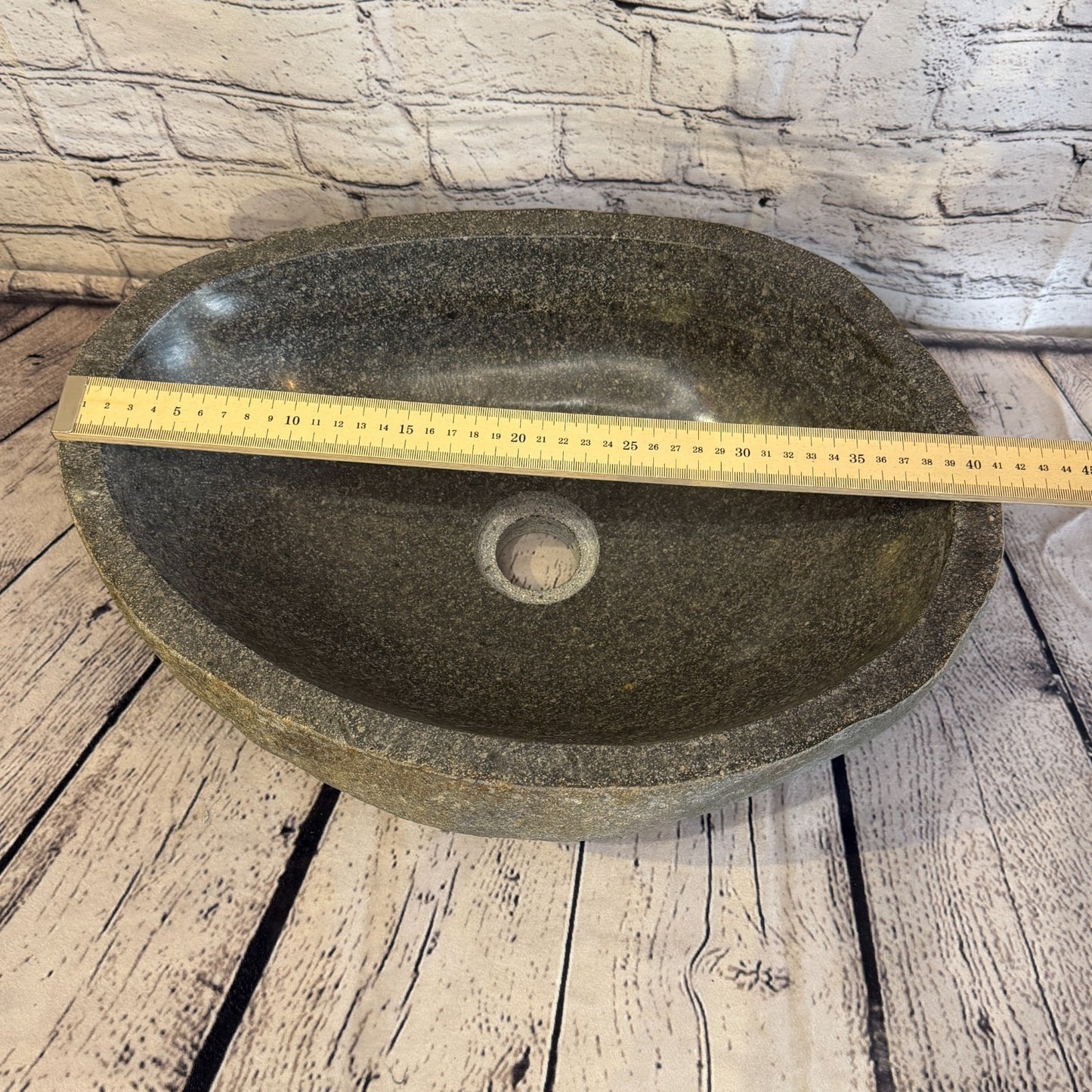 41cm x 30cm Wash Basin Bathroom Counter Top Washing River Stone Bowl Sink No 107