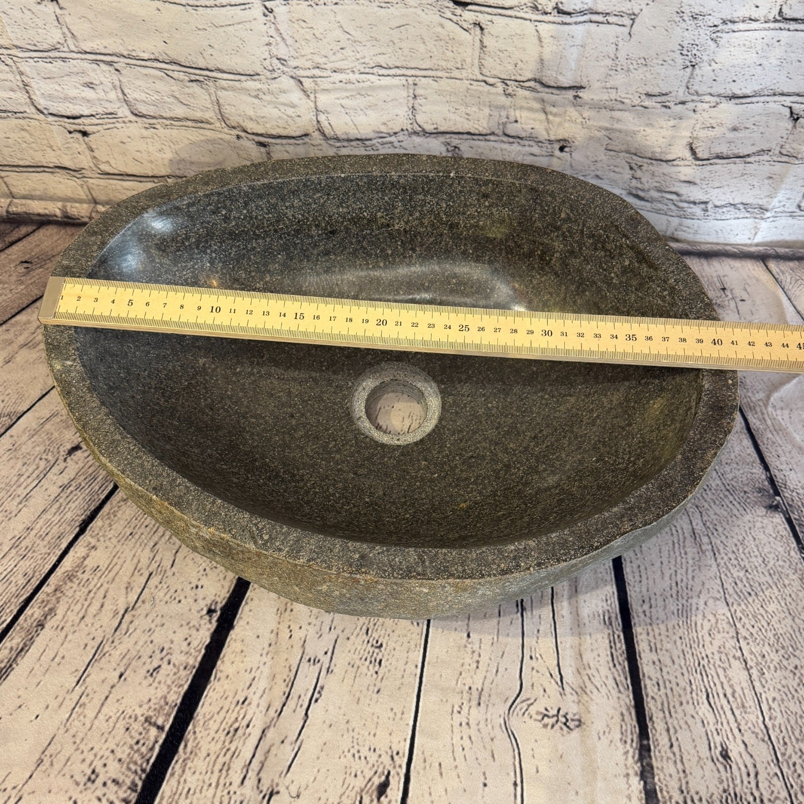41cm x 30cm Wash Basin Bathroom Counter Top Washing River Stone Bowl Sink No 107