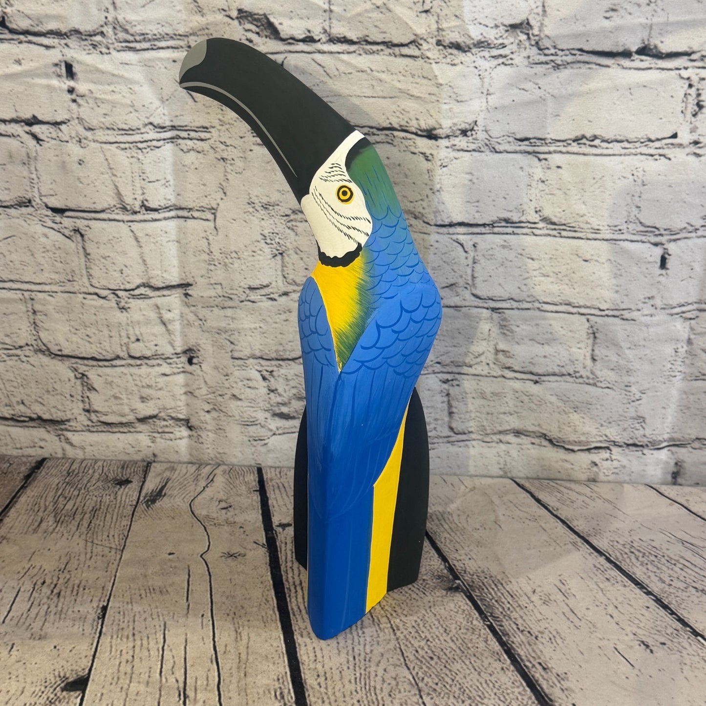 30cm Bright Blue Toucan Bird Ornament Statue Fair Trade Hand Made Carved Wood4